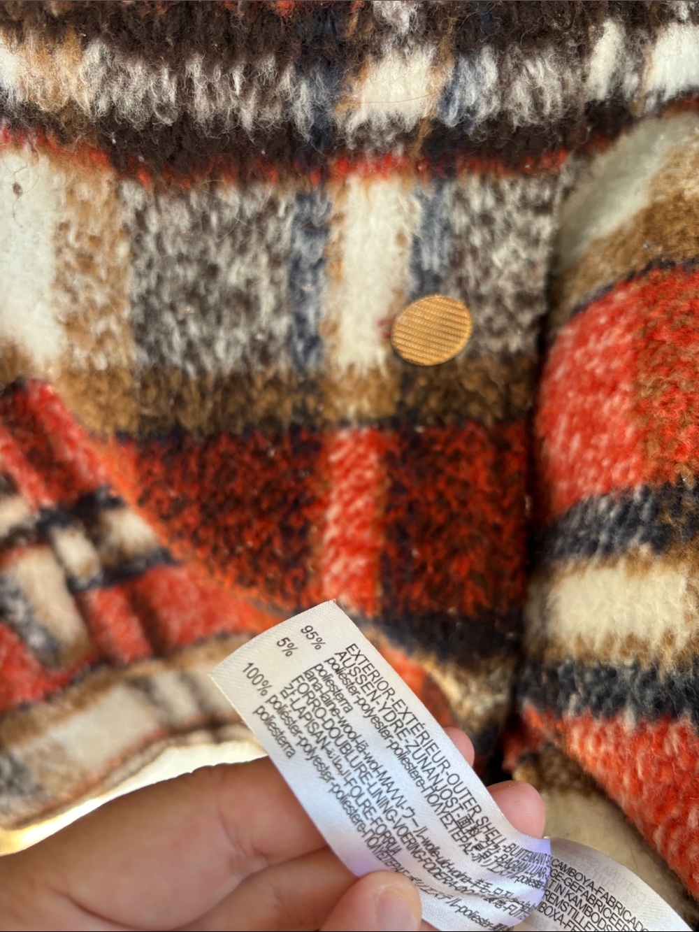 Zara Oversized Plaid Utility Shacket Jacket in Rust, Navy & Cream sz L - Picture 5 of 7